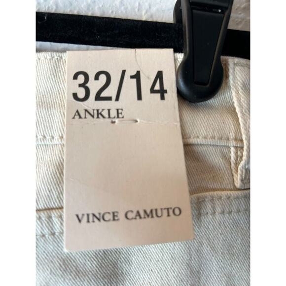 Vince Camuto Jeans Size 32/14 Ivory Ankle Length Frayed Hem High Rise - Picture 7 of 15